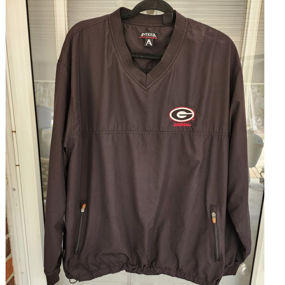 Vintage Large Georgia Bulldogs Antigua Golf Windbreaker Pullover Logo Collegiate